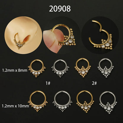 Simple Style Round Stainless Steel Inlay Rhinestones Nose Ring