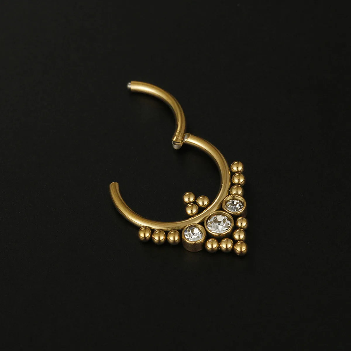 Simple Style Round Stainless Steel Inlay Rhinestones Nose Ring