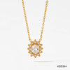 304 Stainless Steel 16K Gold Plated White Gold Plated Gold Plated Simple Style Inlay Round Rhinestones Pendant Necklace