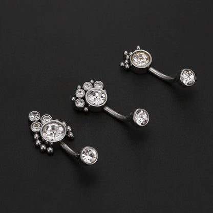 Simple Style Round Stainless Steel Inlay Zircon Belly Ring 1 Piece