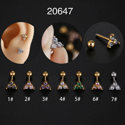 1 Piece Simple Style Round Inlay Stainless Steel Zircon Ear Studs