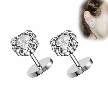 1 Piece Simple Style Round Inlay Stainless Steel Zircon Ear Studs