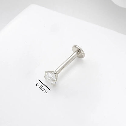 Simple Style Round Stainless Steel Inlay Zircon Nose Studs