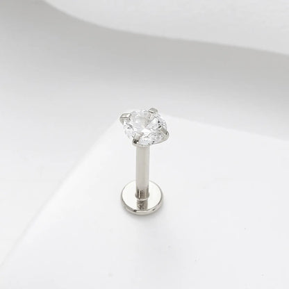 Simple Style Round Stainless Steel Inlay Zircon Nose Studs