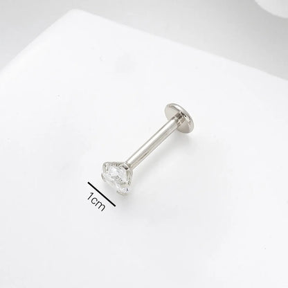 Simple Style Round Stainless Steel Inlay Zircon Nose Studs