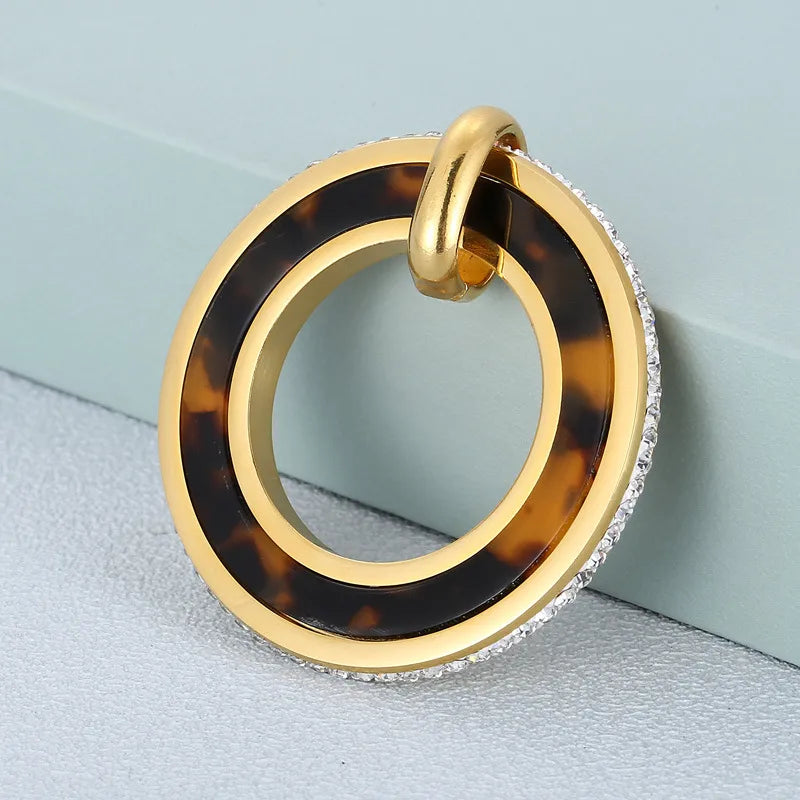 1 Piece Stainless Steel 18K Gold Plated Round