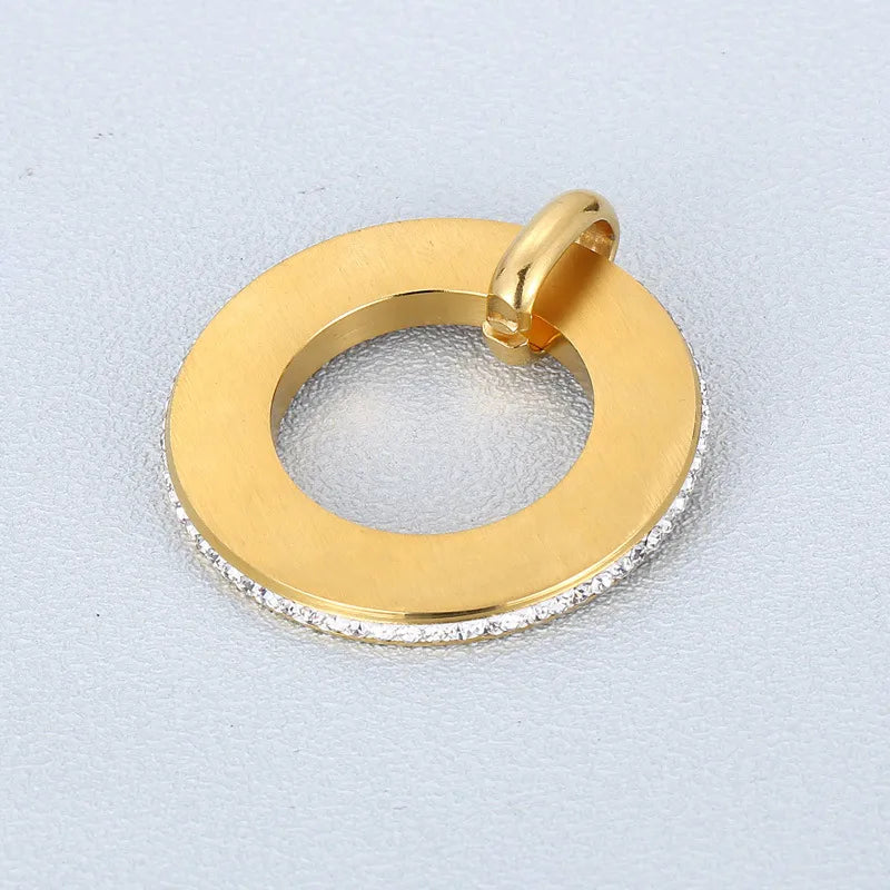 1 Piece Stainless Steel 18K Gold Plated Round