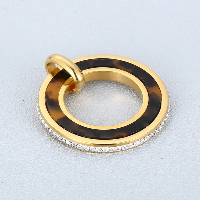 1 Piece Stainless Steel 18K Gold Plated Round