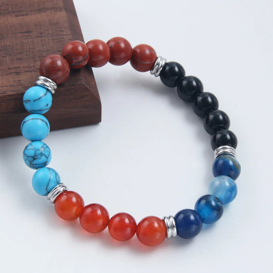 Simple Style Round Stainless Steel Natural Stone Bracelets In Bulk