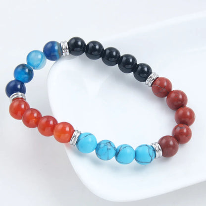 Simple Style Round Stainless Steel Natural Stone Bracelets In Bulk