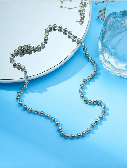 Simple Style Round Stainless Steel Necklace In Bulk