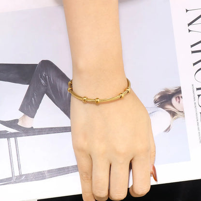 Simple Style Round Stainless Steel Plating Bangle