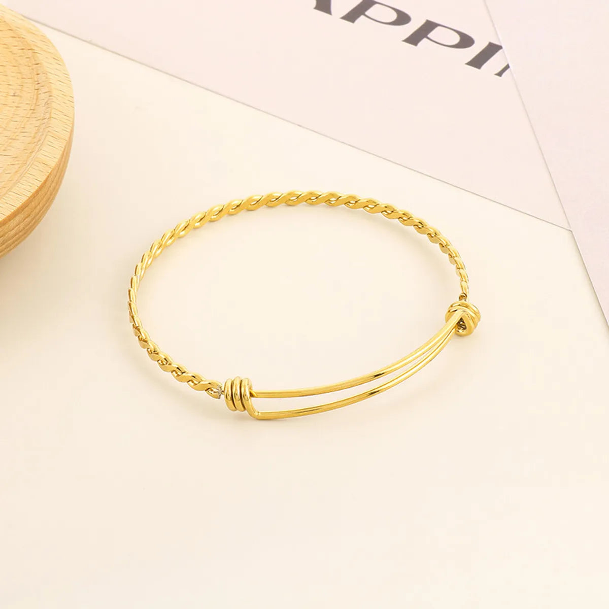 Simple Style Round Stainless Steel Plating Bangle