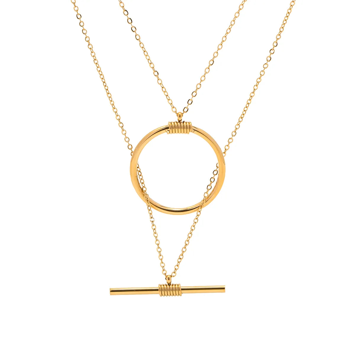 Simple Style Round Stainless Steel Plating Gold Plated Layered Necklaces