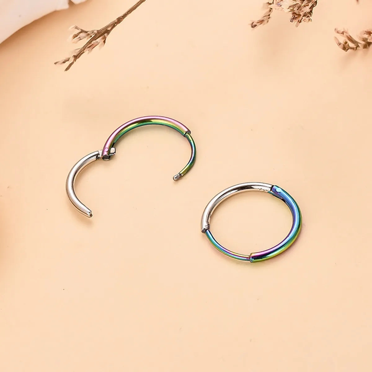 Simple Style Round Stainless Steel Plating Hoop Earrings 1 Piece