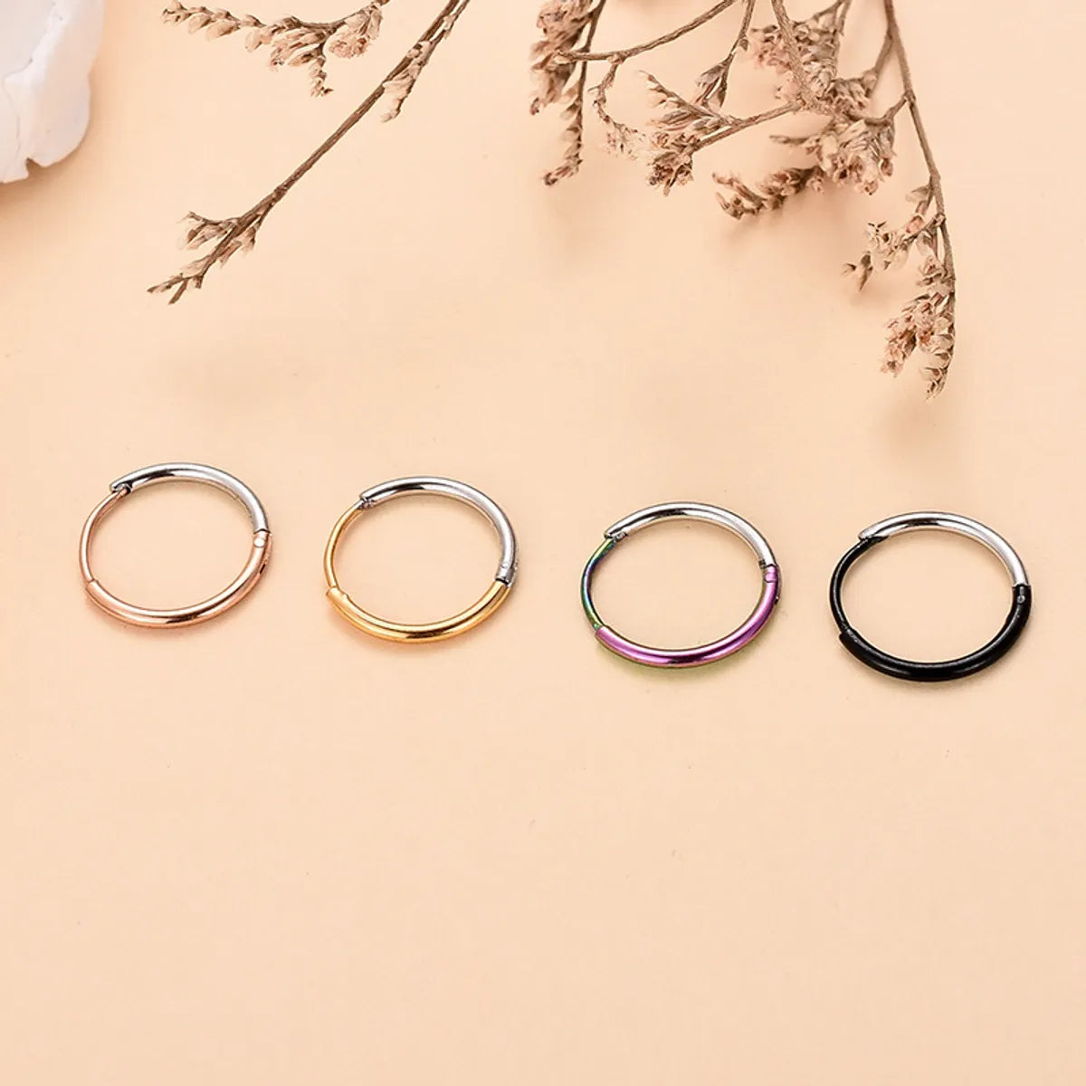 Simple Style Round Stainless Steel Plating Hoop Earrings 1 Piece