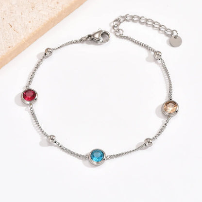 Simple Style Round Stainless Steel Plating Inlay Zircon 14k Gold Plated Bracelets