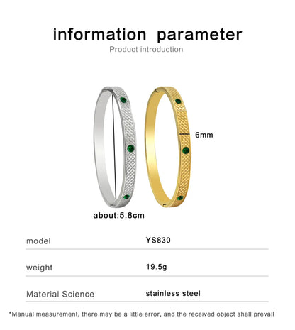 Simple Style Round Stainless Steel Plating Inlay Zircon 18k Gold Plated Bangle