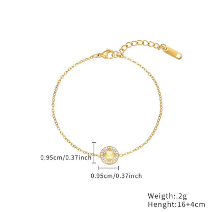 Simple Style Round Stainless Steel Plating Inlay Zircon Rose Gold Plated Gold Plated Bracelets Necklace