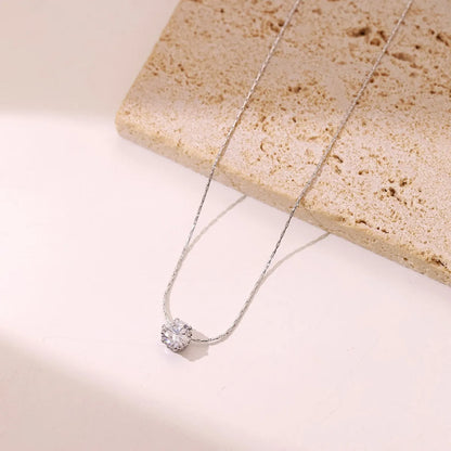 Simple Style Round Stainless Steel Plating Inlay Zircon White Gold Plated Gold Plated Necklace