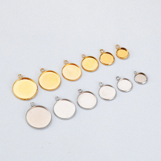 1 Piece Stainless Steel 18K Gold Plated Round