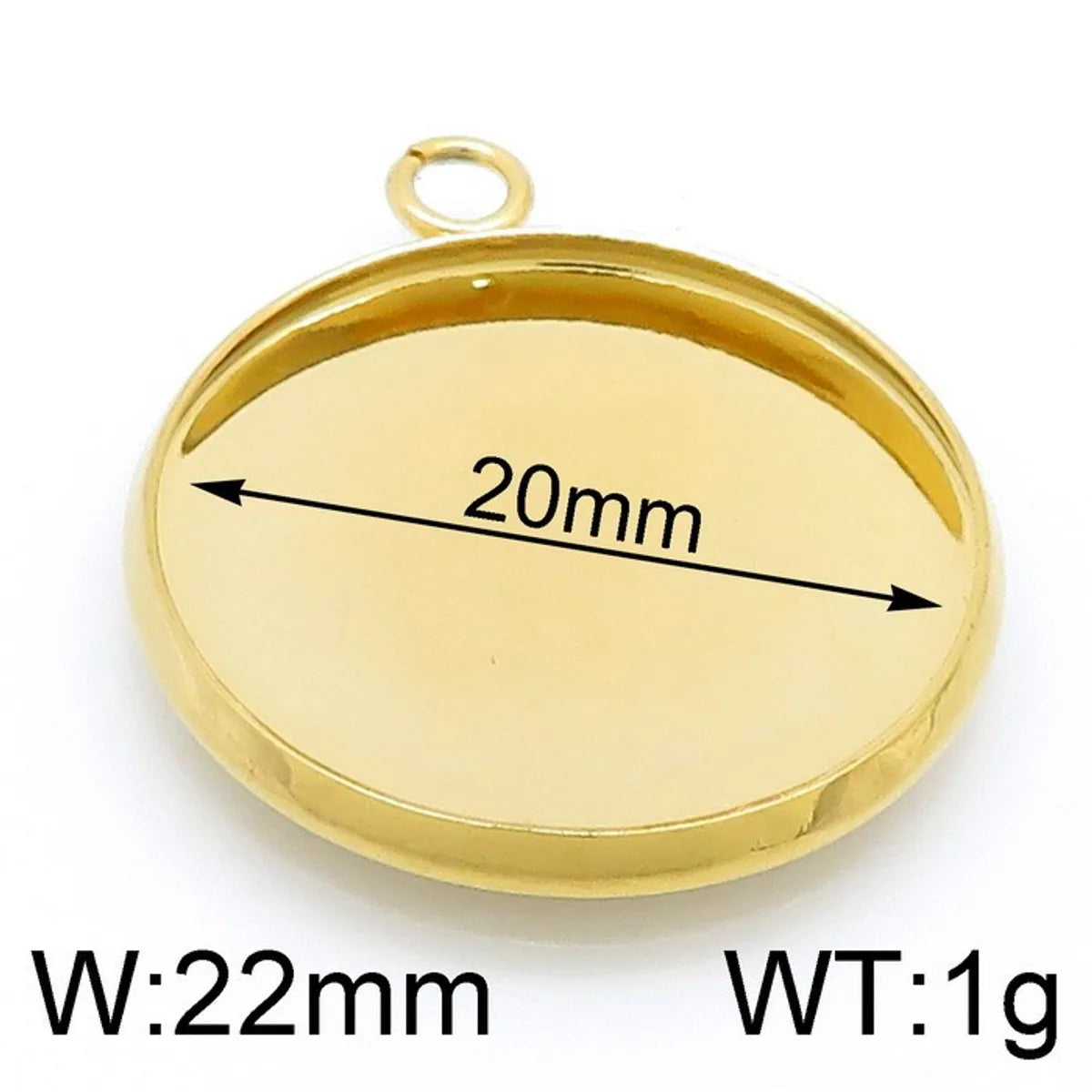 1 Piece Stainless Steel 18K Gold Plated Round