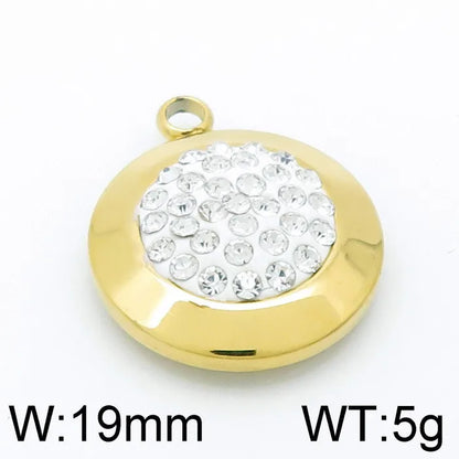 1 Piece Stainless Steel Crystal 18K Gold Plated Round