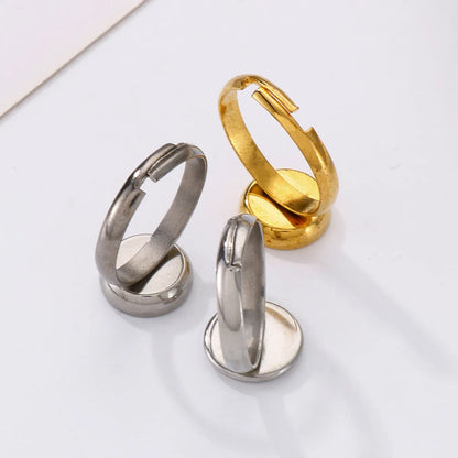 Simple Style Round Stainless Steel Plating Open Rings