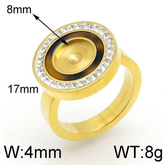 Wholesale Jewelry Simple Style Round Stainless Steel 18K Gold Plated Plating Rings