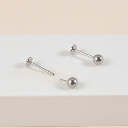 Simple Style Round Stainless Steel Plating Zircon Lip Stud