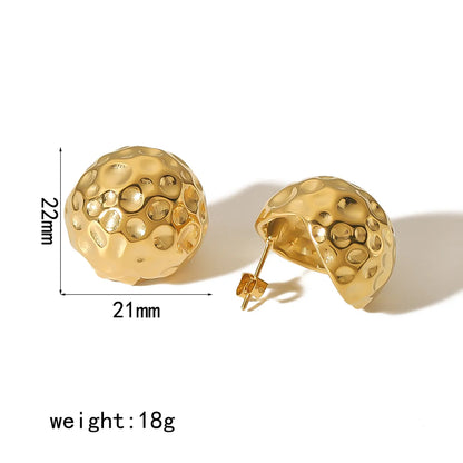 Simple Style Round Stainless Steel Polishing Plating 18k Gold Plated Ear Studs