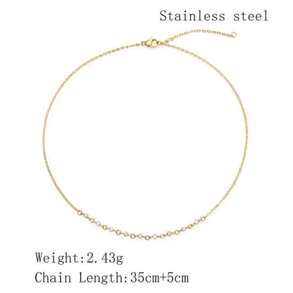 Simple Style Round Stainless Steel Polishing Plating Inlay Zircon 18k Gold Plated Necklace