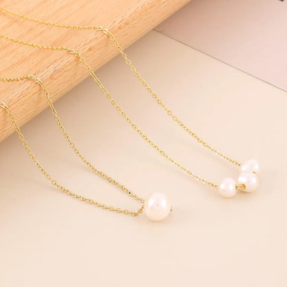 Simple Style Round Stainless Steel Shell Titanium Steel Plating 18k Gold Plated Necklace