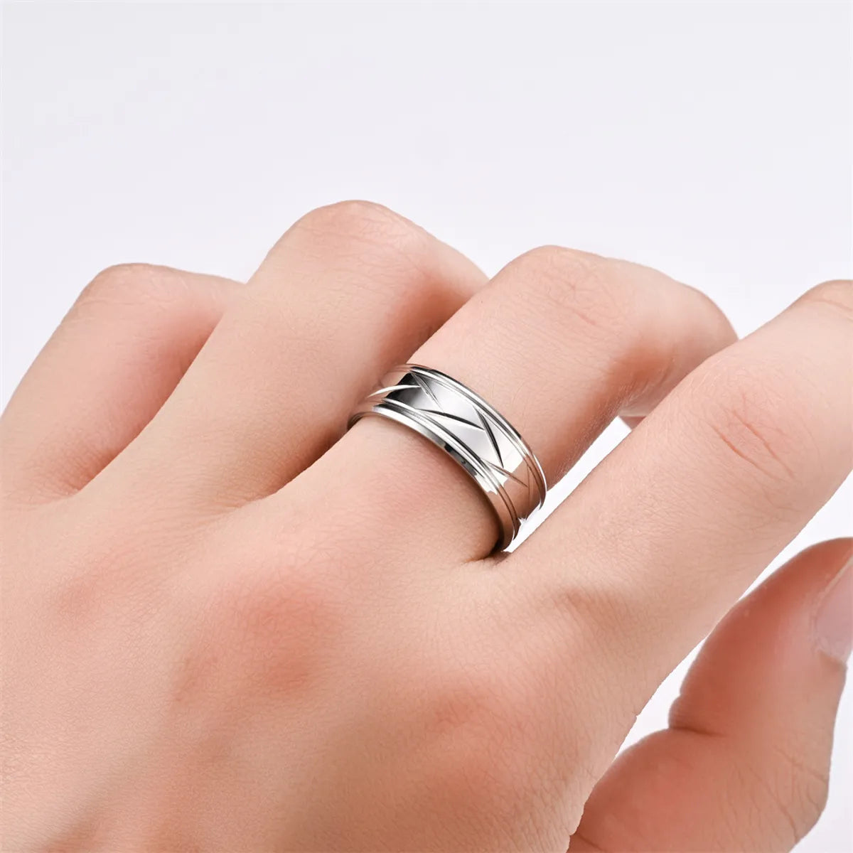 Simple Style Round Stainless Steel Unisex Rings