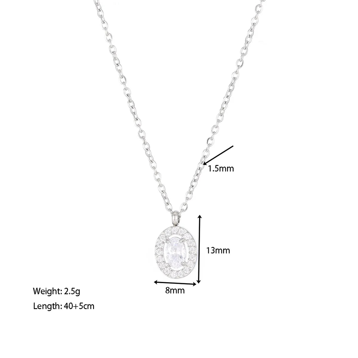 Simple Style Round Stainless Steel Plating Inlay Zircon White Gold Plated Gold Plated Pendant Necklace