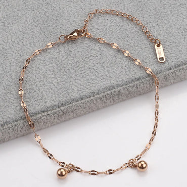 Simple Style Round Stainless Steel Women's Anklet