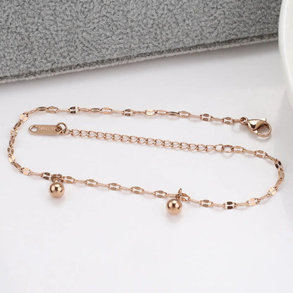 Simple Style Round Stainless Steel Women's Anklet