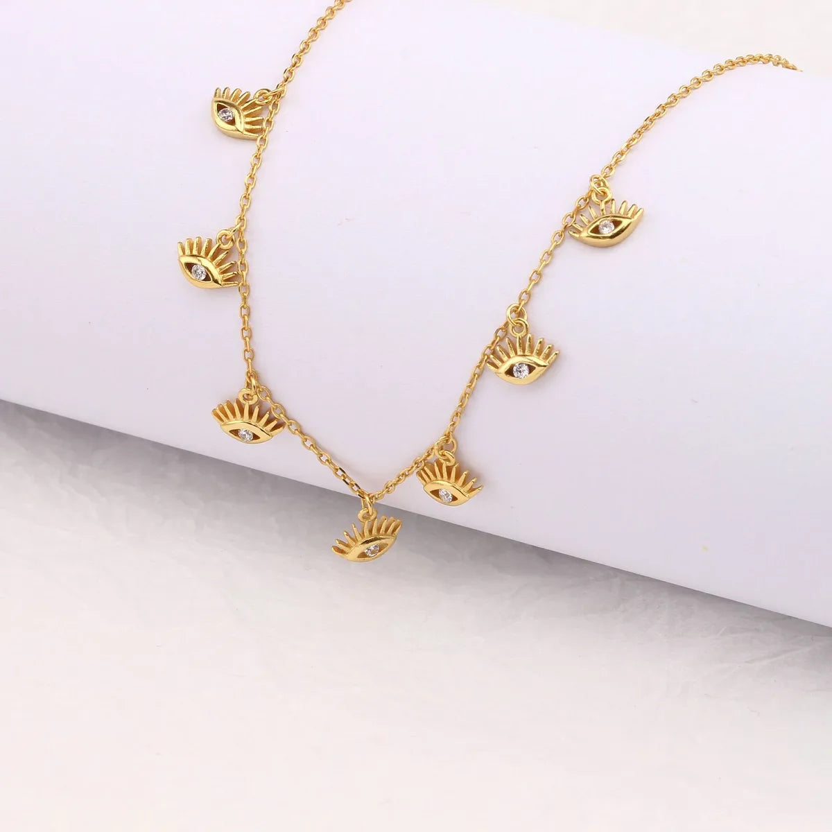 Simple Style Round Sterling Silver 18k Gold Plated Zircon Necklace In Bulk