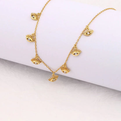 Simple Style Round Sterling Silver 18k Gold Plated Zircon Necklace In Bulk