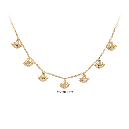 Simple Style Round Sterling Silver 18k Gold Plated Zircon Necklace In Bulk