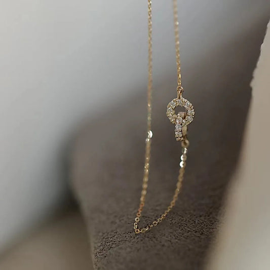 Simple Style Round Sterling Silver Inlay Zircon Necklace