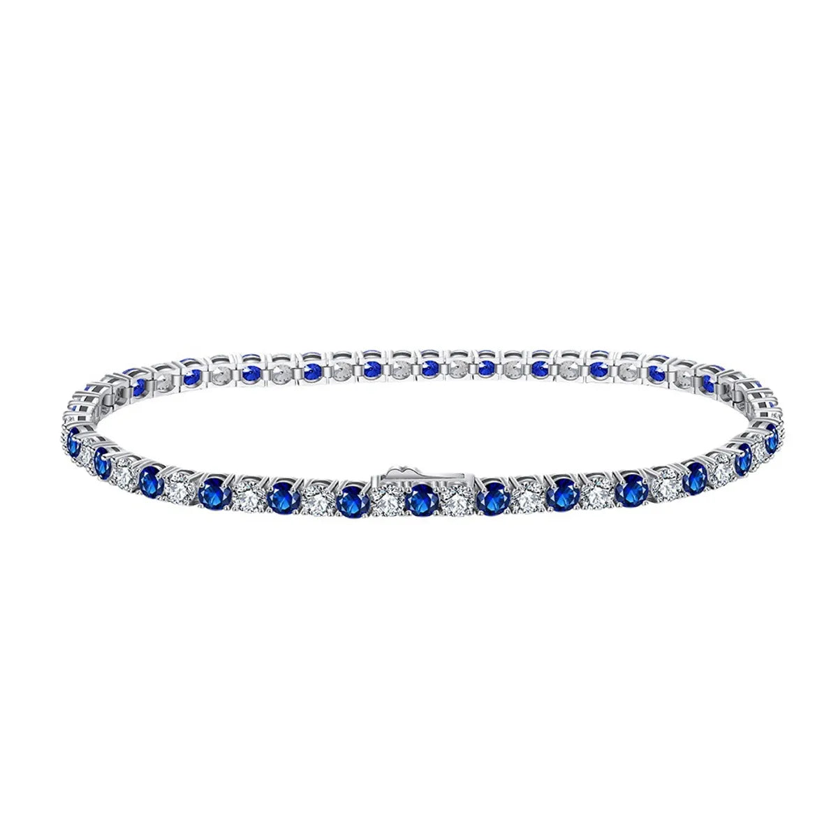 Simple Style Round Sterling Silver Inlay Zircon Tennis Bracelet