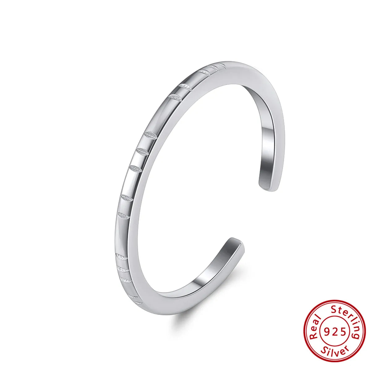 Simple Style Round Sterling Silver Plating 14k Gold Plated White Gold Plated Open Rings