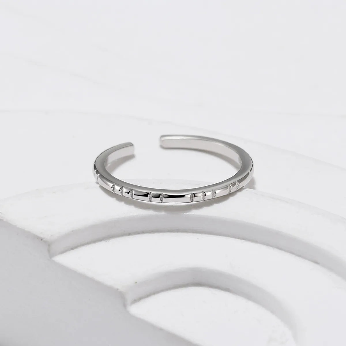 Simple Style Round Sterling Silver Plating 14k Gold Plated White Gold Plated Open Rings