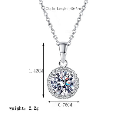 Simple Style Round Sterling Silver Plating Inlay Moissanite 18k Gold Plated Pendant Necklace