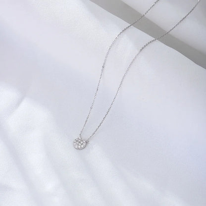 Simple Style Round Sterling Silver Plating Inlay Zircon 14k Gold Plated Rhodium Plated Pendant Necklace