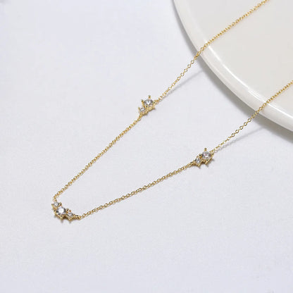 Simple Style Round Sterling Silver Plating Inlay Zircon 14k Gold Plated Silver Plated Necklace