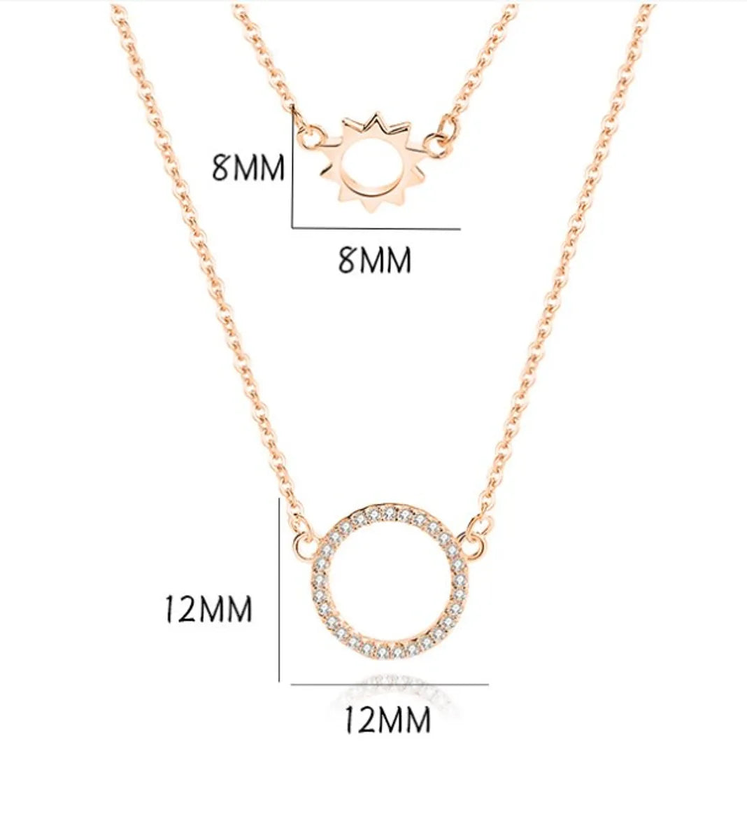 Simple Style Round Sterling Silver Plating Inlay Zircon Double Layer Necklaces