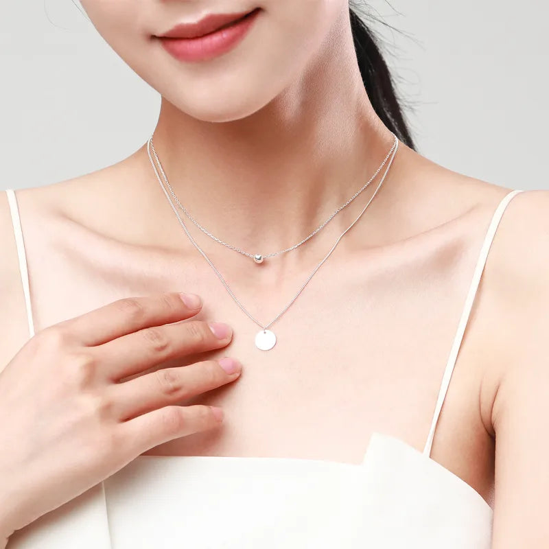 Simple Style Round Sterling Silver Plating Silver Plated Necklace