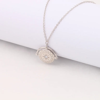 Simple Style Round Sterling Silver Zircon Pendant Necklace In Bulk